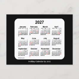 Cartão Postal De Festividades Calendário Mini Feriado Preto 2027 por Janz