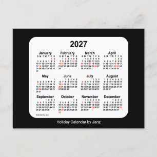 Cartão Postal De Festividades Calendário Mini Feriado Preto 2027 por Janz