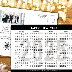 Cartão Postal De Festividades Calendário Moderno Preto 2025 Foto Corporativa Sim
