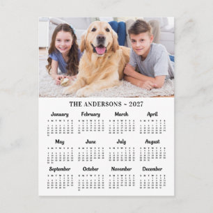 Cartão Postal De Festividades Calendário Personalizado com Foto e Nome da Famíli