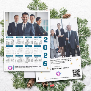 Cartão Postal De Festividades Calendário QRCODE corporativo Logotipo da empresa