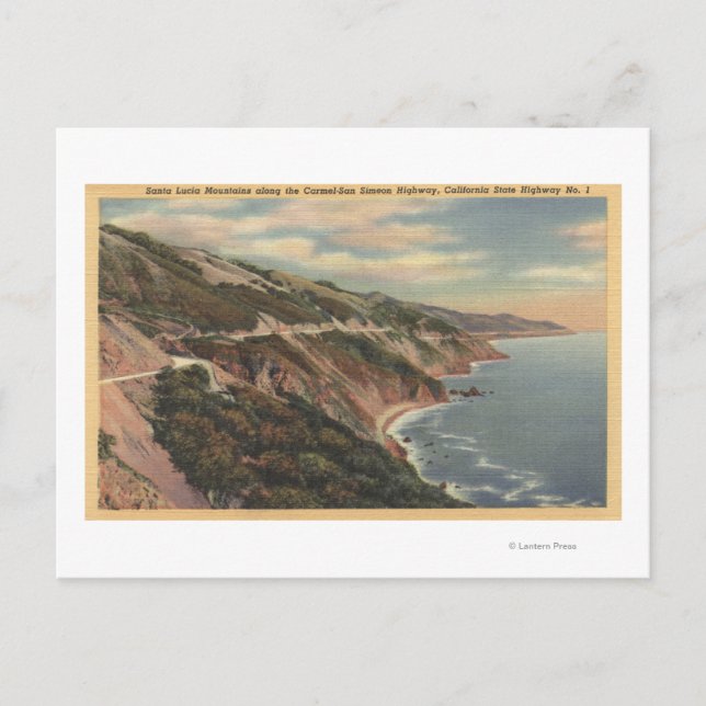 Cartão Postal De Festividades Califórnia Santa Lúcia Mts ao longo do Hwy 1 (Frente)