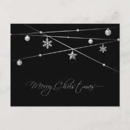 Cartão Postal De Festividades Caligrafia de Natal na moda Black e Silver