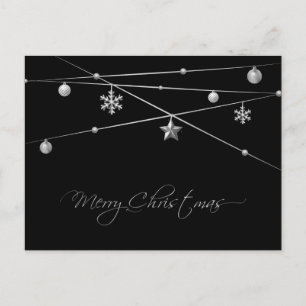 Cartão Postal De Festividades Caligrafia de Natal na moda Black e Silver