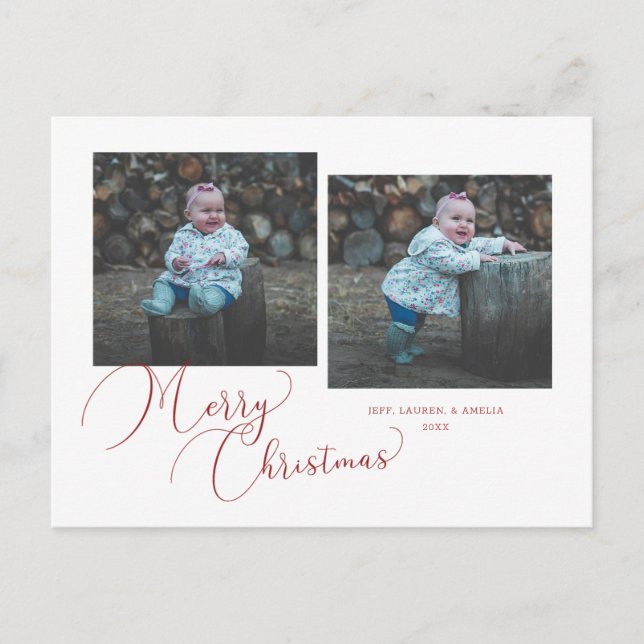Cartão Postal De Festividades Caligrafia Feliz Natal 2-Foto (Frente)
