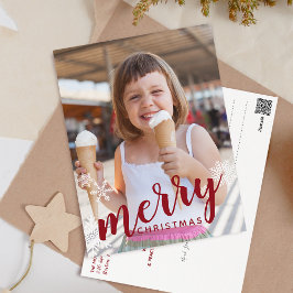 Cartão Postal De Festividades Caligrafia Foto Natal Feliz