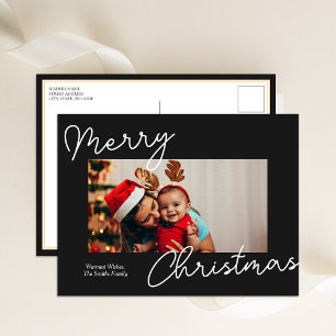 Cartão Postal De Festividades Caligrafia Negra Feliz Natal Foto Moderna