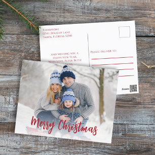 Cartão Postal De Festividades Caligrafia Simples Minimalista de Natal 1 Foto