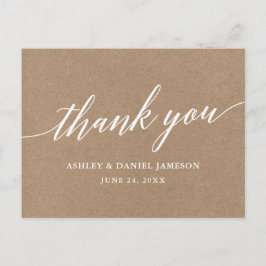Cartão Postal De Festividades Calliografia Casamento Kraft Obrigado Cartão-posta