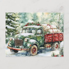 Cartão Postal De Festividades Caminhão de Carregando da Árvore de Natal