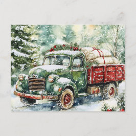 Cartão Postal De Festividades Caminhão de Carregando da Árvore de Natal