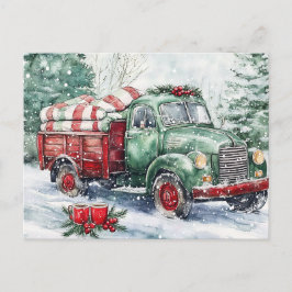 Cartão Postal De Festividades Caminhão de Carregando da Árvore de Natal