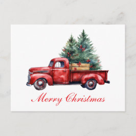 Cartão Postal De Festividades Caminhão de Natal com árvore2