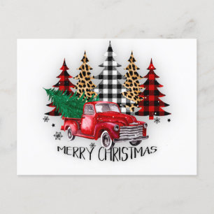 Cartão Postal De Festividades Caminhão e árvores de Natal Feliz Natal Cartão Pos