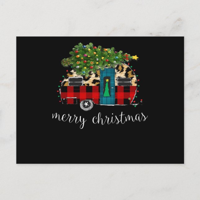 Cartão Postal De Festividades Caminhão Engraçado Acampamento Trailer Natal Búfal (Frente)