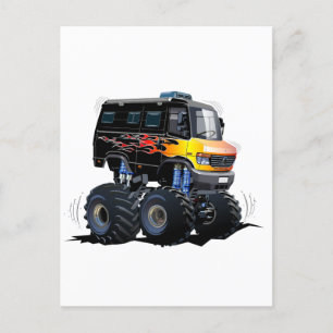 Cartão Postal De Festividades Caminhão monstro de cartum