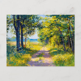 Cartão Postal De Festividades Caminho da Floresta no Verão Ouro