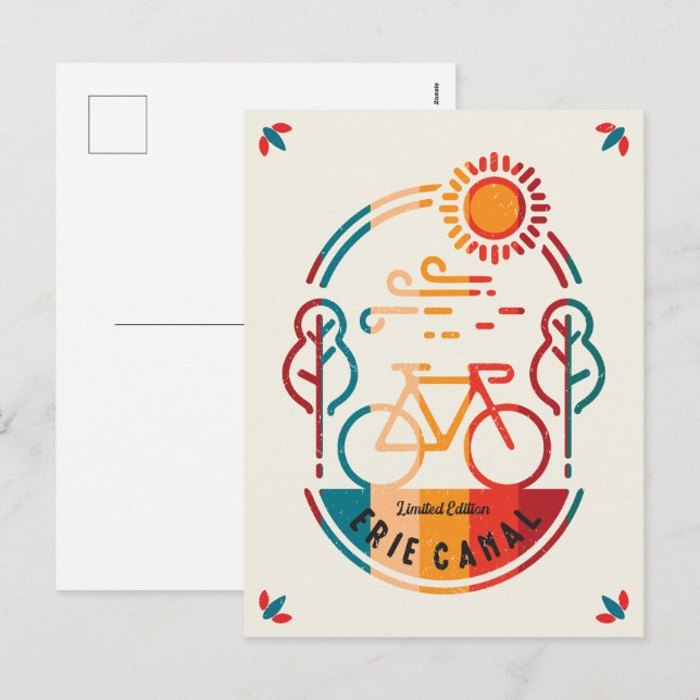 Cartão Postal De Festividades Caminho de bicicleta do Canal Erie. (Frente/Verso)