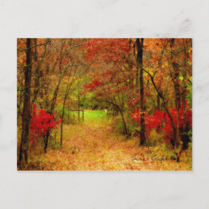 Cartão Postal De Festividades Caminho de Outono na Floresta Cartão de Ação de Gr