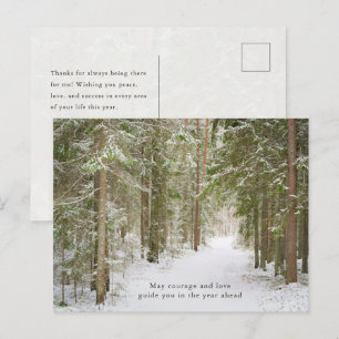 Cartão Postal De Festividades Caminho Mínimo da Floresta de Inverno, Ano Novo
