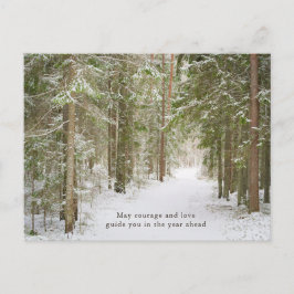 Cartão Postal De Festividades Caminho Mínimo da Floresta de Inverno, Ano Novo