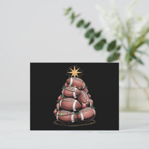 Cartão Postal De Festividades Camisa de Natal de Futebol Americano com Árvore de