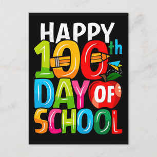 Cartão Postal De Festividades Camisa Divertida 100º Dia de Escola