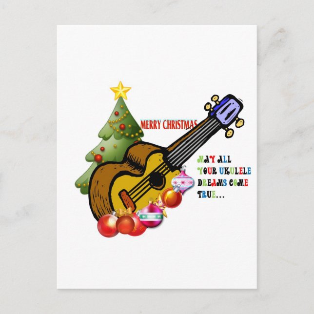 Cartão Postal De Festividades Camisa Ukulele Natal (Frente)