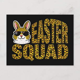 Cartão Postal De Festividades Camiseta Coelho de Ovos de Páscoa Xadrez Leopardo
