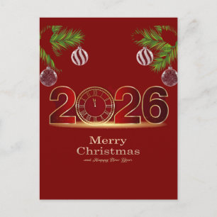 Cartão Postal De Festividades Camiseta Familiar de Ano Novo 2025 Fofa