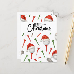 Cartão Postal De Festividades Camisetas Vermelhos e Verdes do Papai Noel de Golf