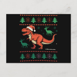 Cartão Postal De Festividades Camisola de Natal Feia de Dinossauro Vintage Retro