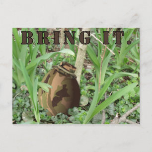 Cartão Postal De Festividades Camouflage Easter Egg. Bring On The Hunt.