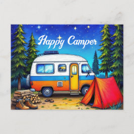 Cartão Postal De Festividades Campervan Watercolor Nature