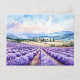 Cartão Postal De Festividades Campos de lavanda arte linda