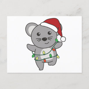 Cartão Postal De Festividades Camundongos de Natal de Rato