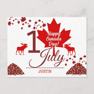Cartão Postal De Festividades Canada Maple Leaf, Happy canada day, 1rua de julho