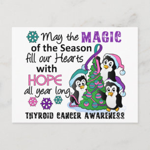 Cartão Postal De Festividades Cancer da tireoide dos Pinguins de Natal
