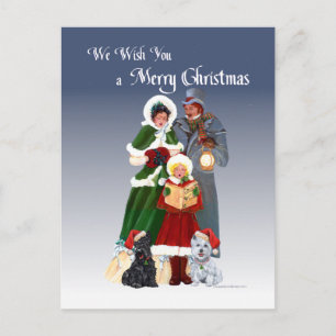 Cartão Postal De Festividades Canções de Natal de Westie e Scottie
