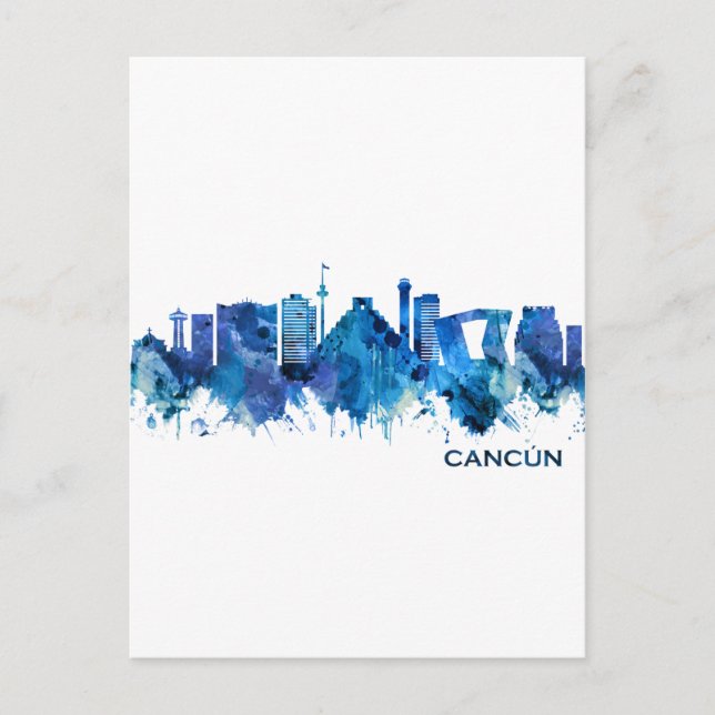 Cartão Postal De Festividades Cancun México Skyline Blue (Frente)