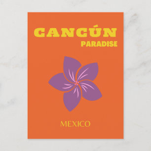 Cartão Postal De Festividades Cancun, México, Viagem, Arte Tropical, Laranja