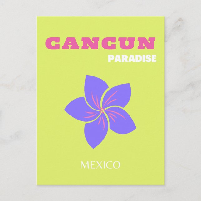 Cartão Postal De Festividades Cancun, Viagem do México, Arte Tropical, Verde (Frente)