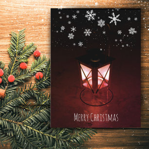 Cartão Postal De Festividades Candle Lantern Snowflakes Natal