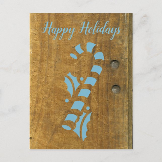 Cartão Postal De Festividades Candy Cane Azul Natal Feliz Natal (Frente)