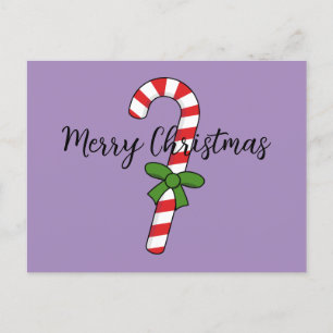 Cartão Postal De Festividades Candy Cane com Faixa Verde Adicionar seu texto