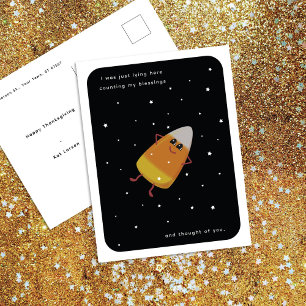 Cartão Postal De Festividades Candy Corn "Contando Minhas Bênçãos" Ação de Graça