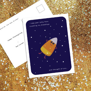 Cartão Postal De Festividades Candy Corn "Contando Minhas Bênçãos" Dia de Ação d