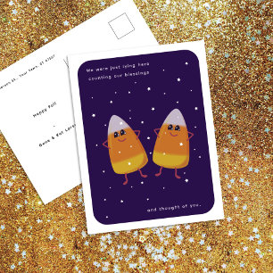 Cartão Postal De Festividades Candy Corn Duo "Contando Nossas Bênçãos" Cai