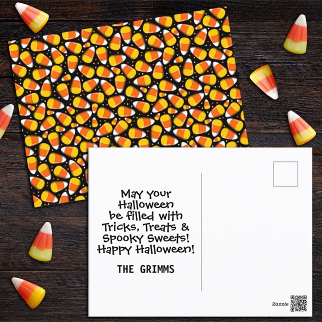 Cartão Postal De Festividades Candy Corn Pattern Halloween (Criador carregado)