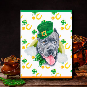 Cartão Postal De Festividades Cane Corso Dog Shamrock Rua.